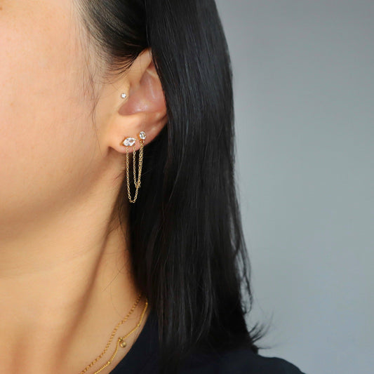 Jessa Ryann Double Chain Studs - Gold