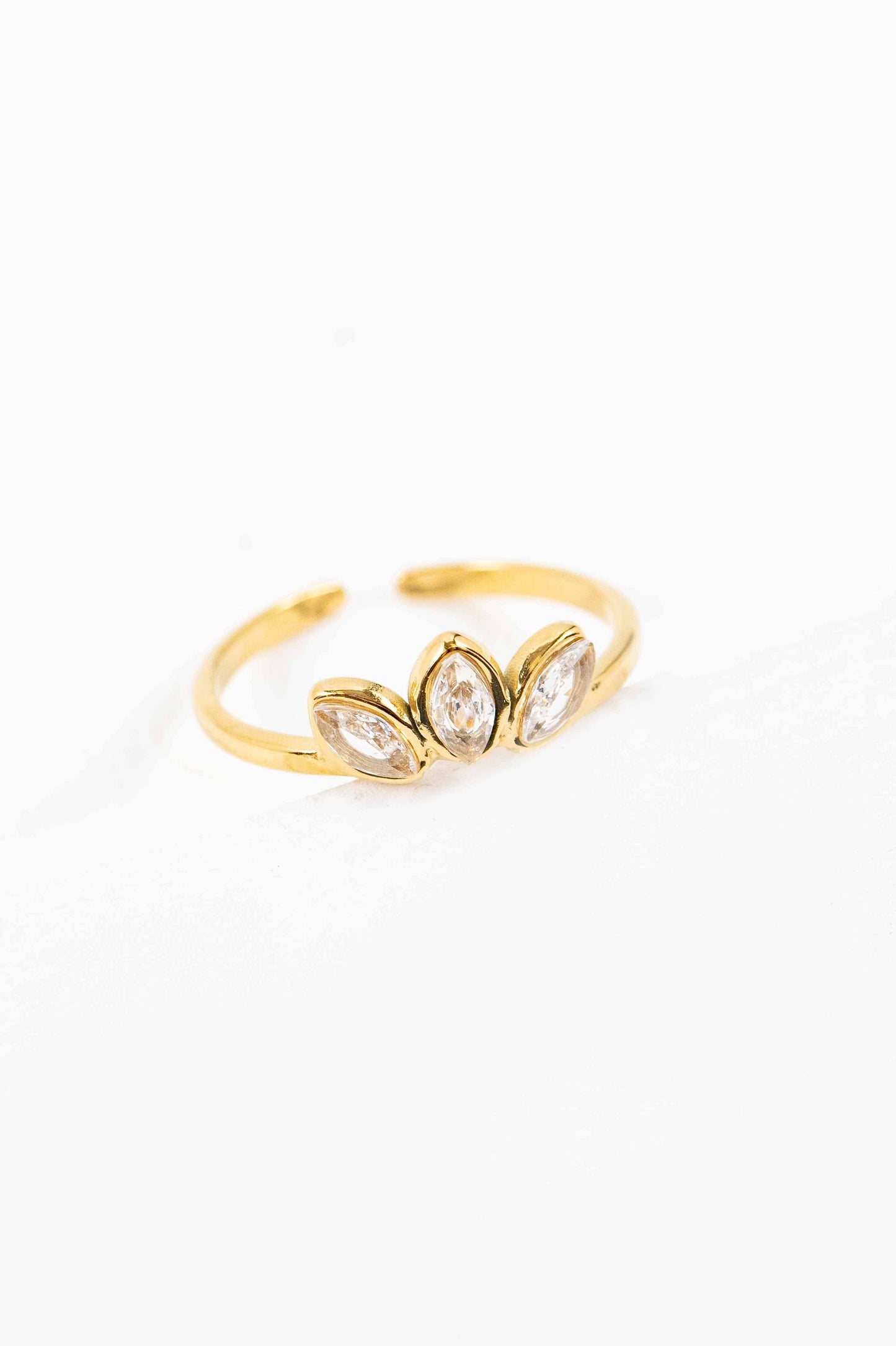Lovoda Slanted Marquise Adjustable Ring - 14K Gold Plated