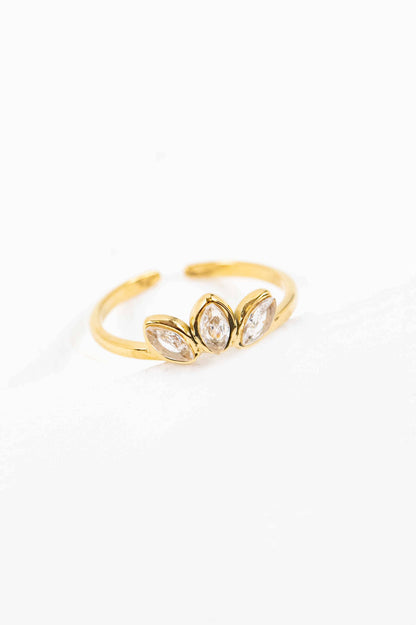 Lovoda Slanted Marquise Adjustable Ring - 14K Gold Plated