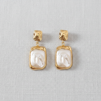 CD Pearl Geometric Drop Earrings