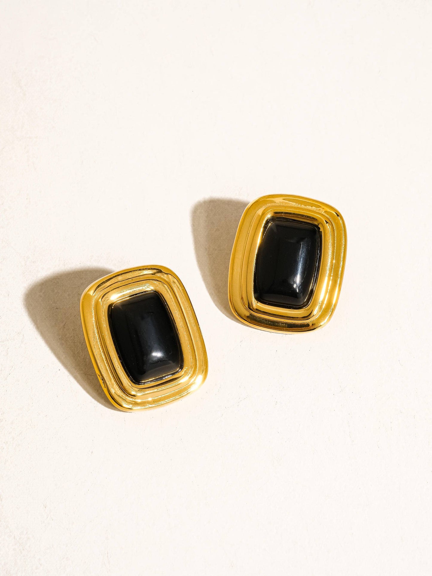 FM Petra Classic Square Stone Earring - 18K Gold Plated