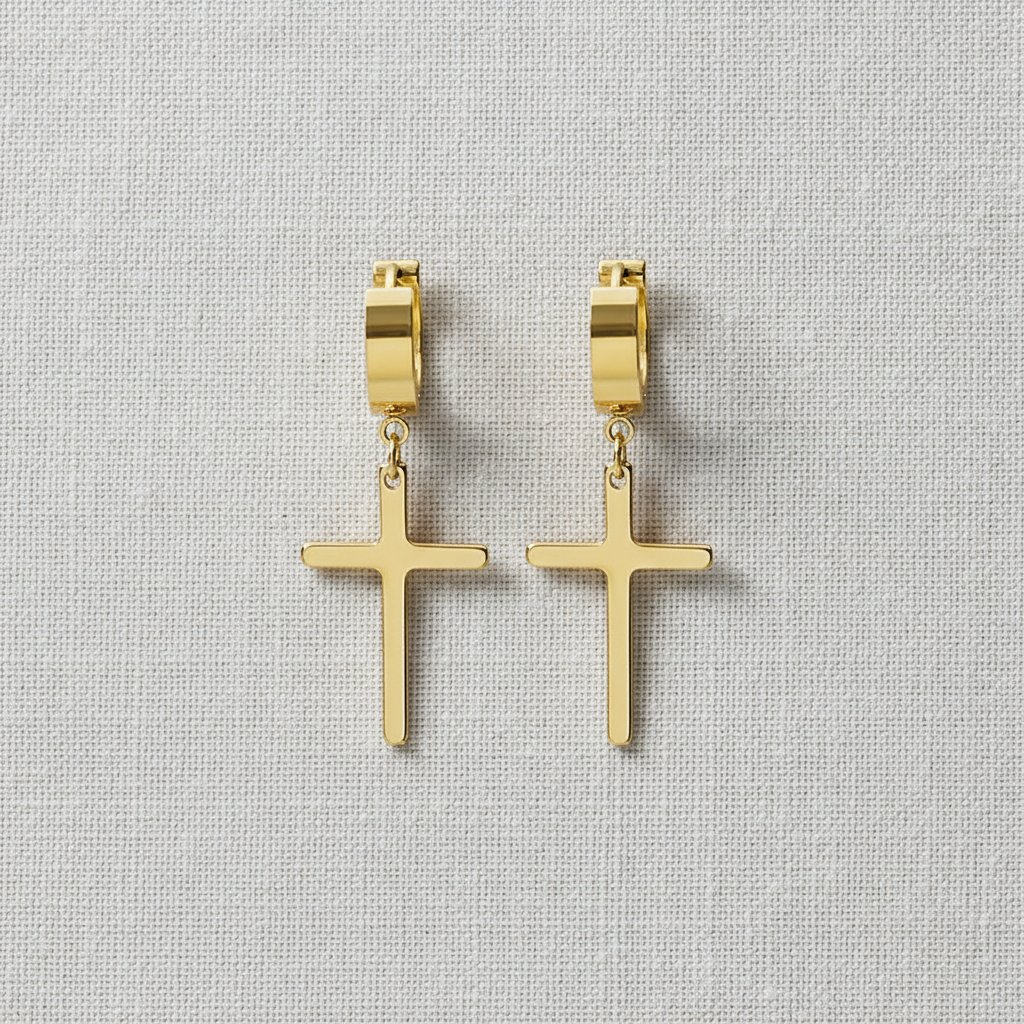 Stainless Steel Cross Clip-On Earrings