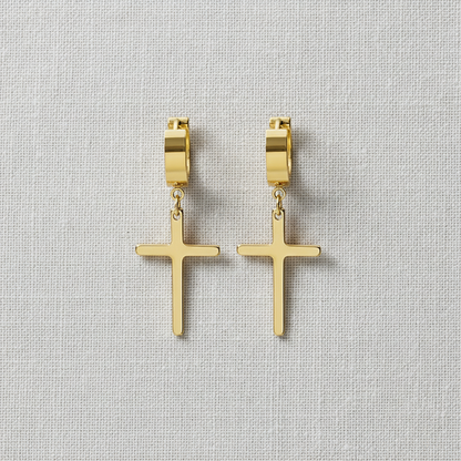 Stainless Steel Cross Clip-On Earrings