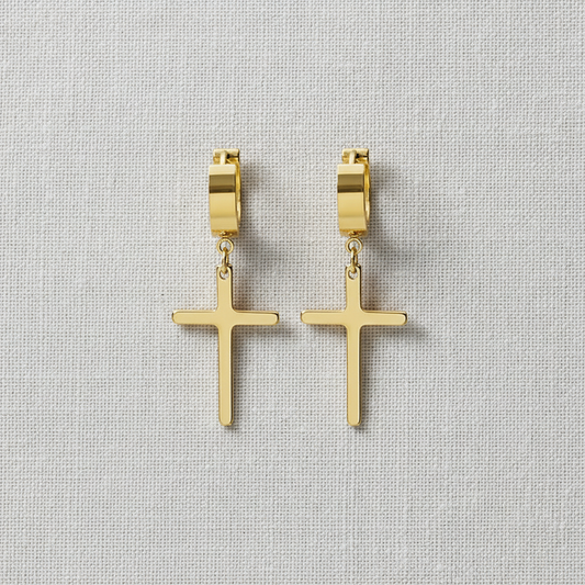 Stainless Steel Cross Clip-On Earrings