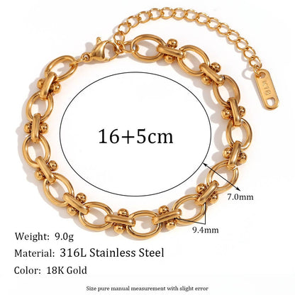 Multi Style 18K Gold Plated Steel Chain Bracelets - FGS