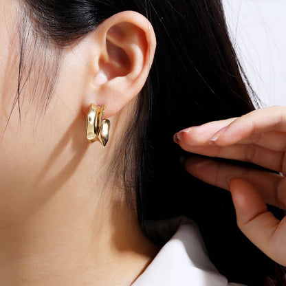 RB Chunky Gold Hoop Earrings - 18K Gold Plated
