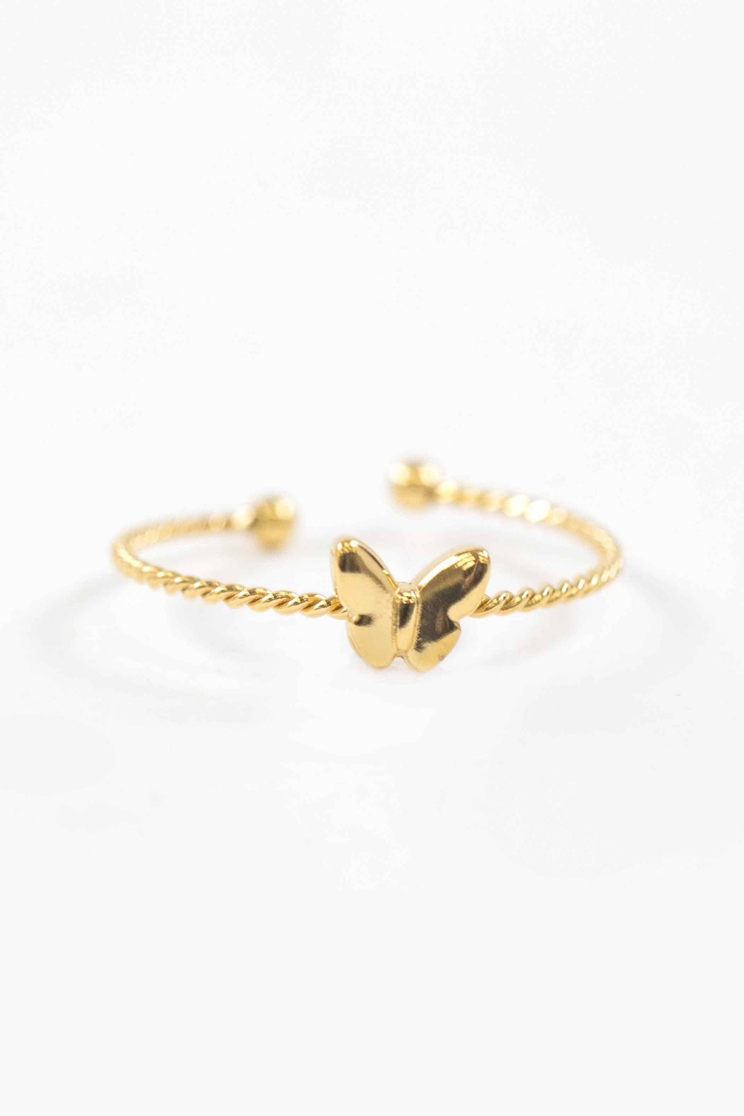 Lovoda Butterfly Charm Adjustable Ring - 14K Gold Plated