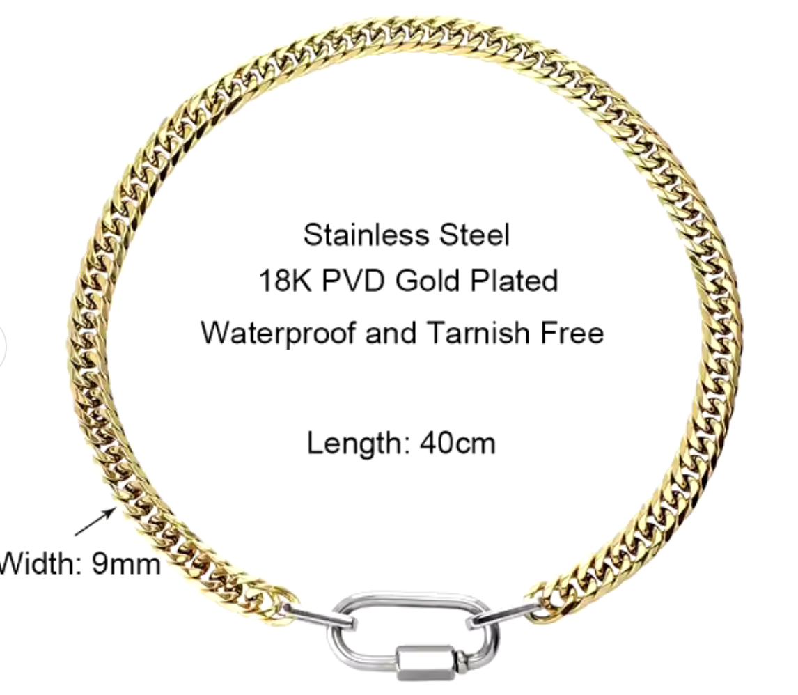 Abby Carabiner Chunky Necklace - SSteel/14K Gold Plated