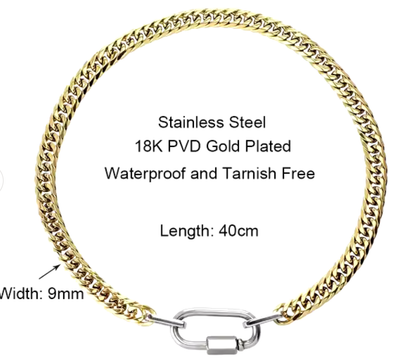 Abby Carabiner Chunky Necklace - SSteel/14K Gold Plated