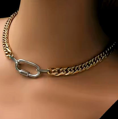 Abby Carabiner Chunky Necklace - SSteel/14K Gold Plated