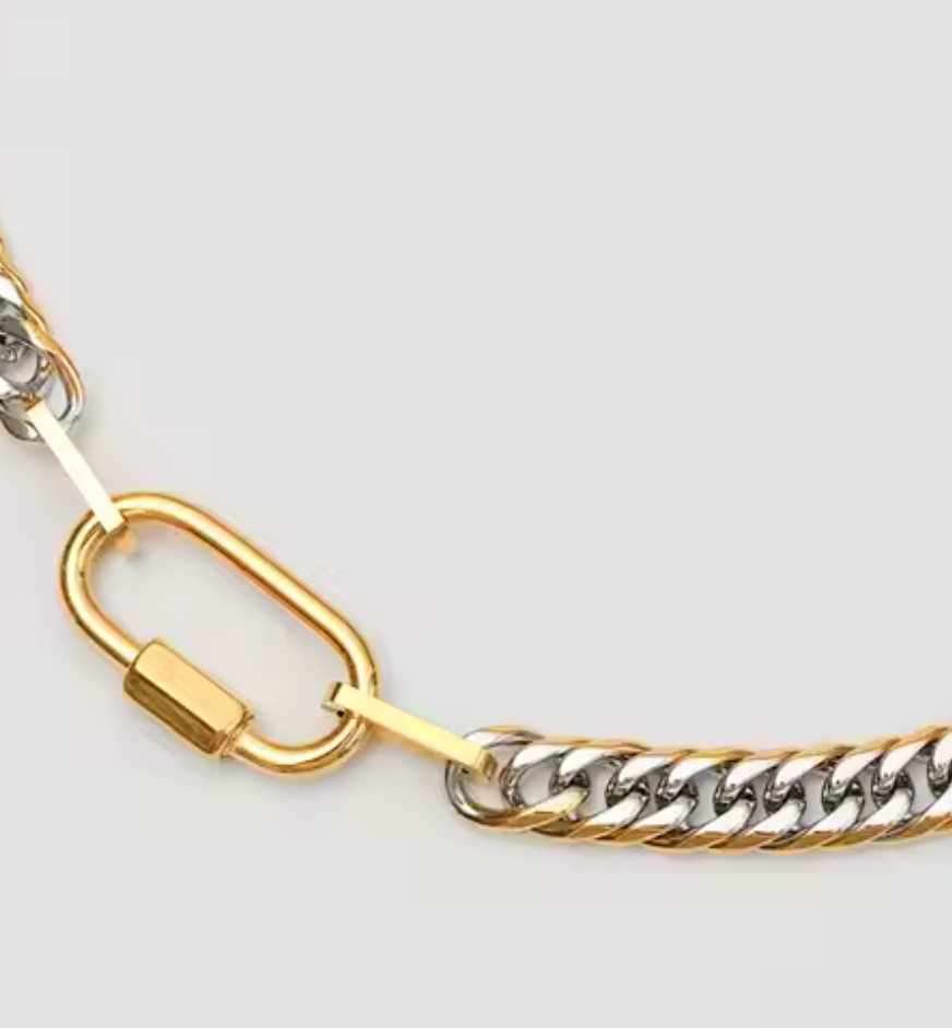 Abby Carabiner Chunky Necklace - SSteel/14K Gold Plated