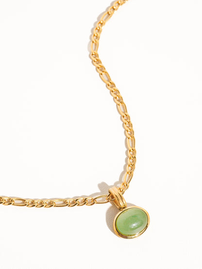 FMAIQ Winslow Stone Pendant Chain Necklace - Green/18K Gold Plated