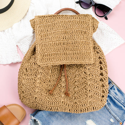 AC Woven Straw Backpack