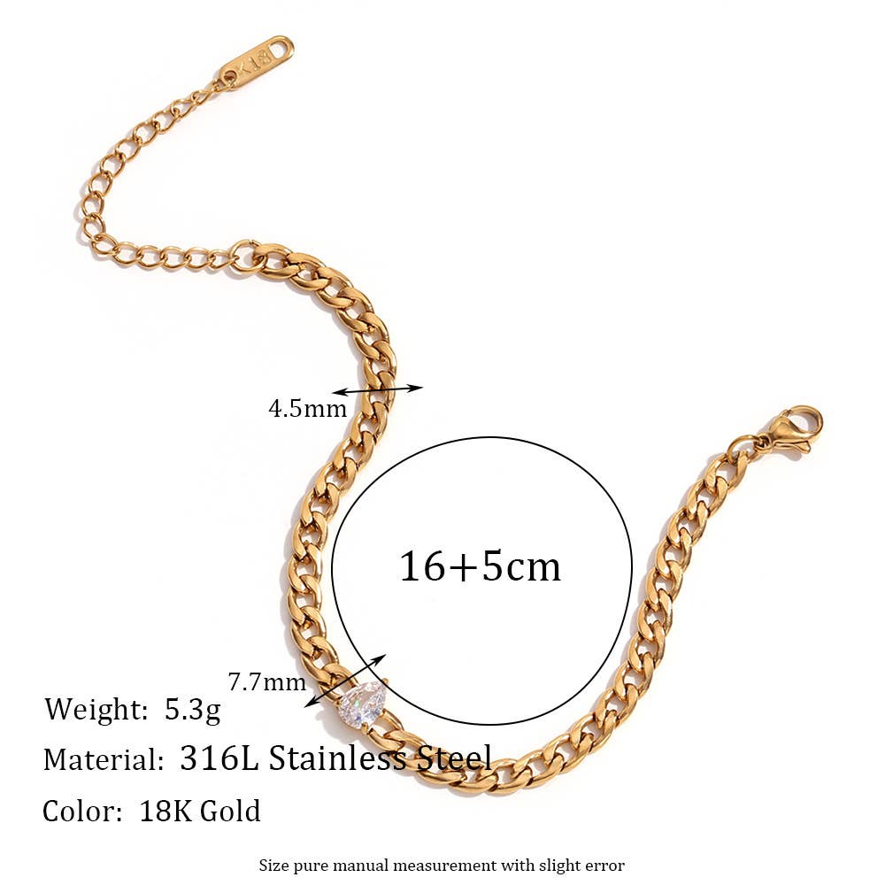 Multi Style 18K Gold Plated Steel Chain Bracelets - FGS