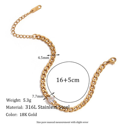 Multi Style 18K Gold Plated Steel Chain Bracelets - FGS