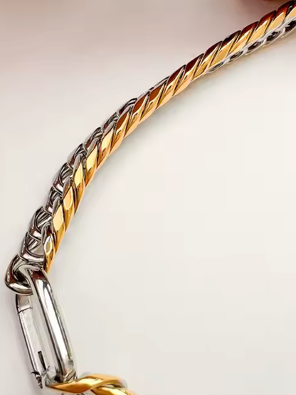 Abby Carabiner Chunky Necklace - SSteel/14K Gold Plated