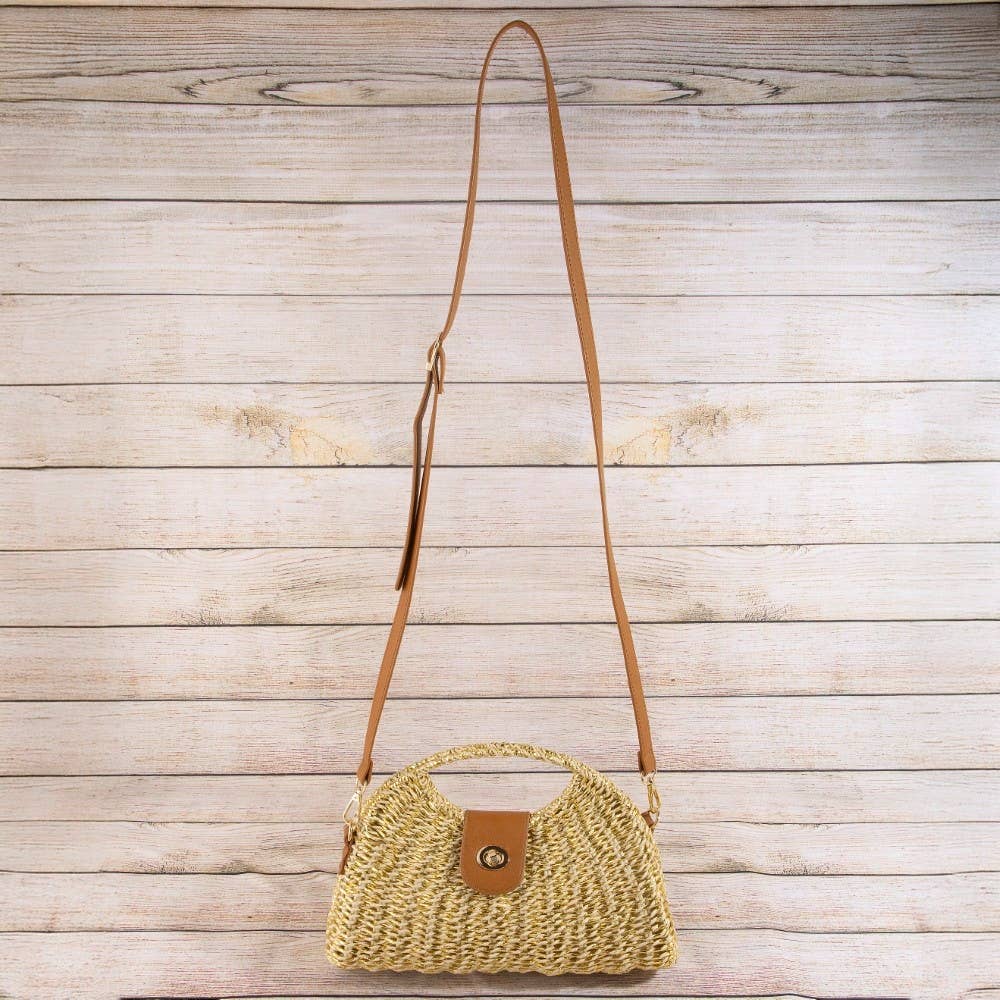 AS Woven Straw Top Handle Handbag - Nat/Cog