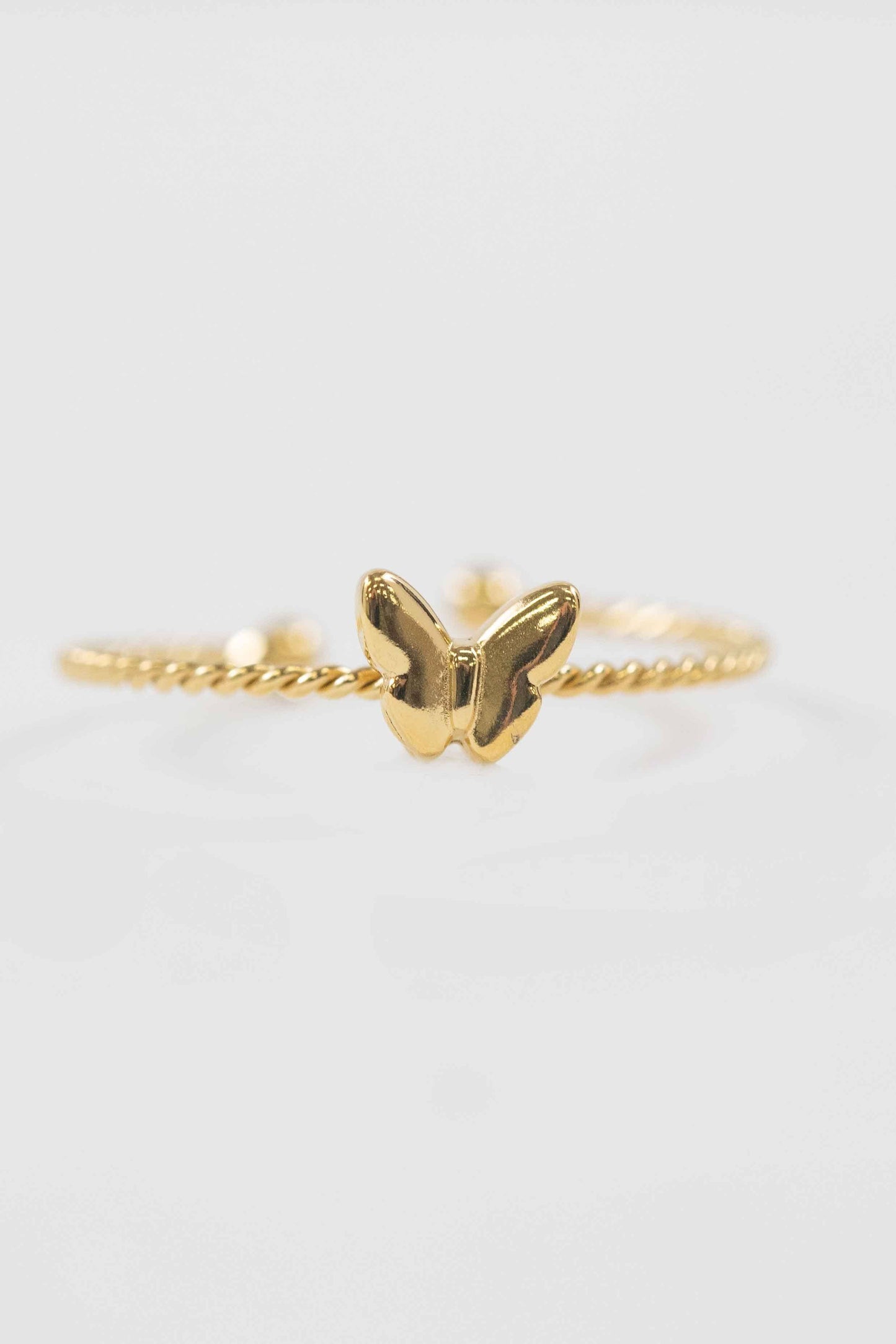 Lovoda Butterfly Charm Adjustable Ring - 14K Gold Plated