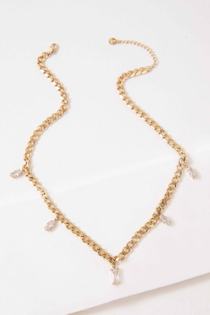 Lovoda Mixed Stone Charm Necklace -14K Gold Plated