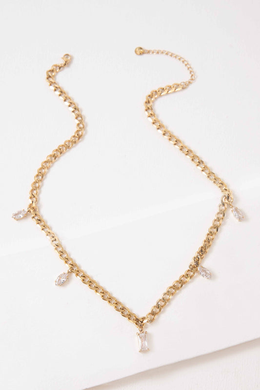 Lovoda Mixed Stone Charm Necklace -14K Gold Plated
