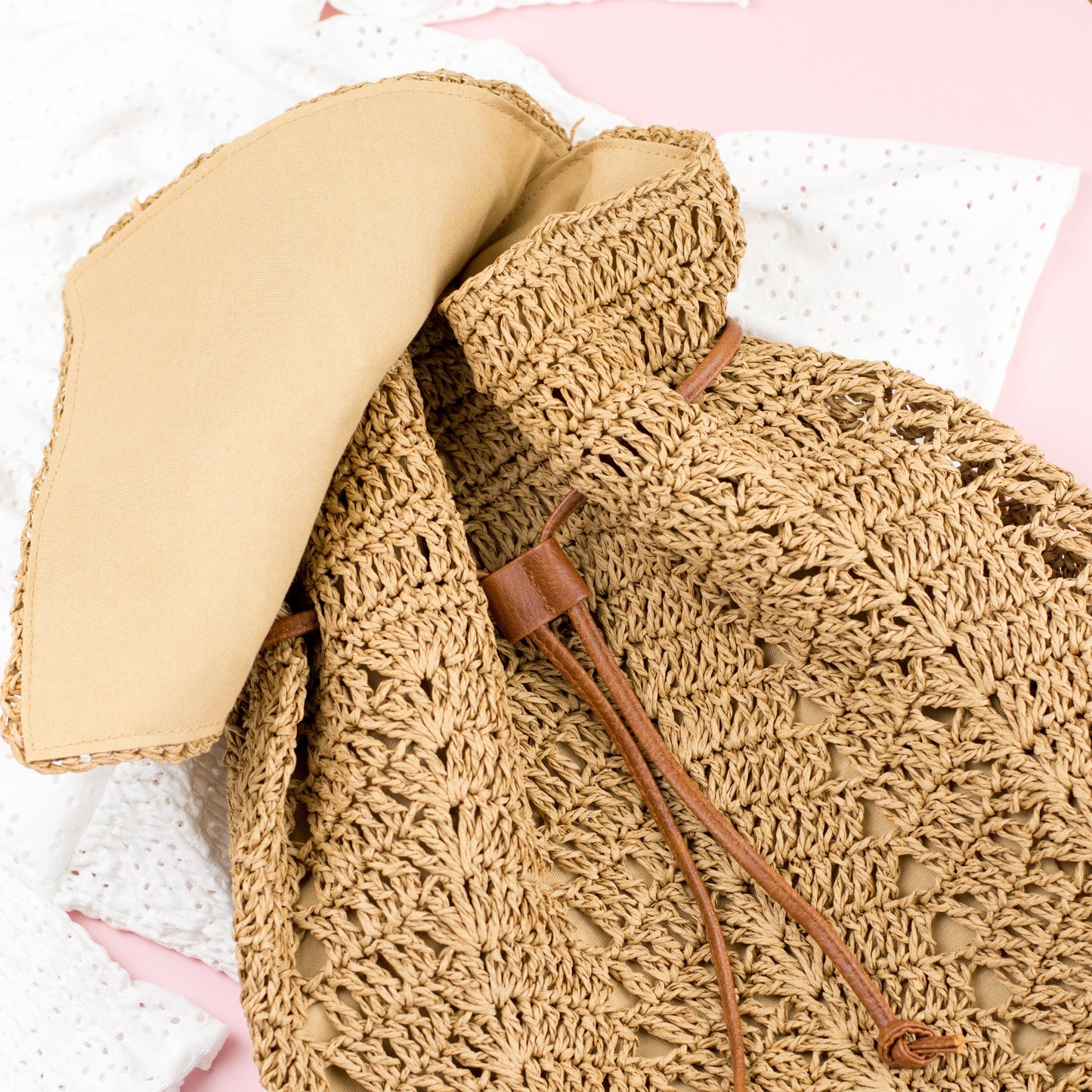 AC Woven Straw Backpack