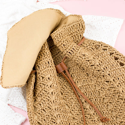 AC Woven Straw Backpack