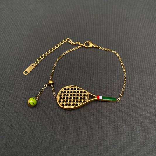 Tennis Design 18K Gold Plated S.Steel Charm Bracelet - FGS