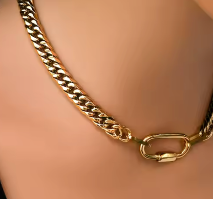 Abby Carabiner Chunky Necklace - SSteel/14K Gold Plated
