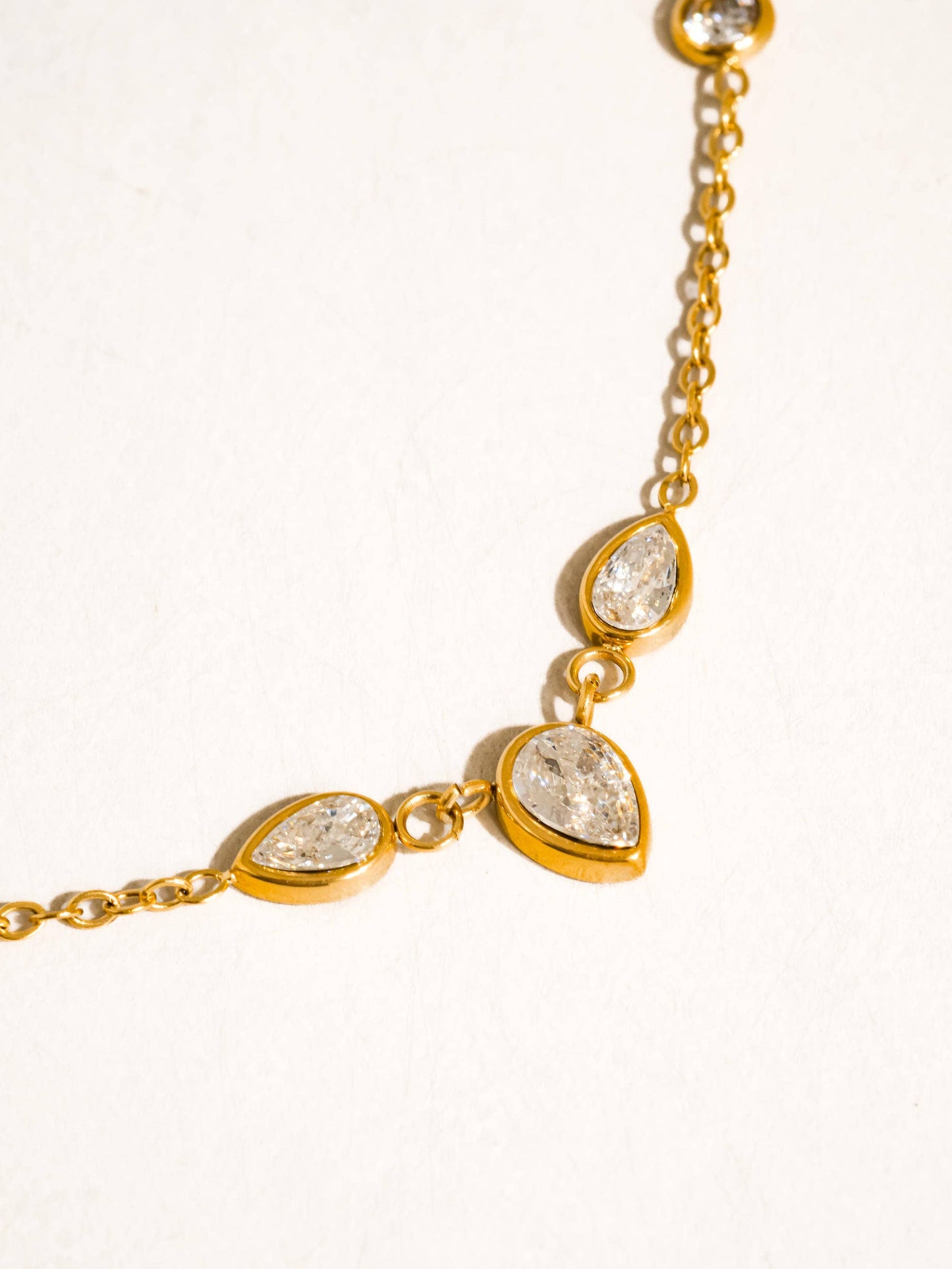 FMAIQ Elarae CZ Teardrop Layered Necklace - 18K Gold Plated