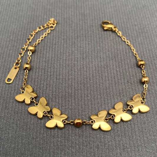 Butterfly Linked 18K Gold Plated S.Steel Bracelet - FGS