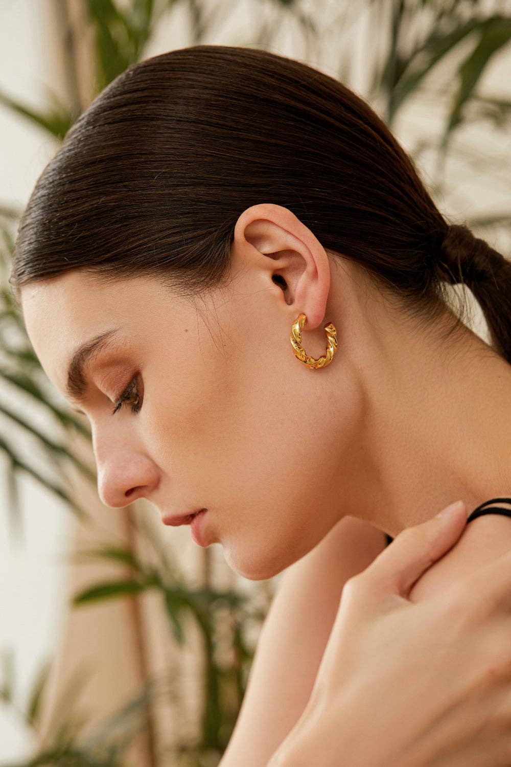 RB Twisted Hoop Earrings - 18K Gold Plated