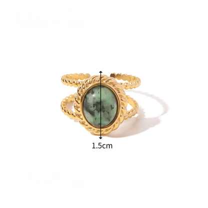 Mio Queena Inlaid Stone Rings - Gold