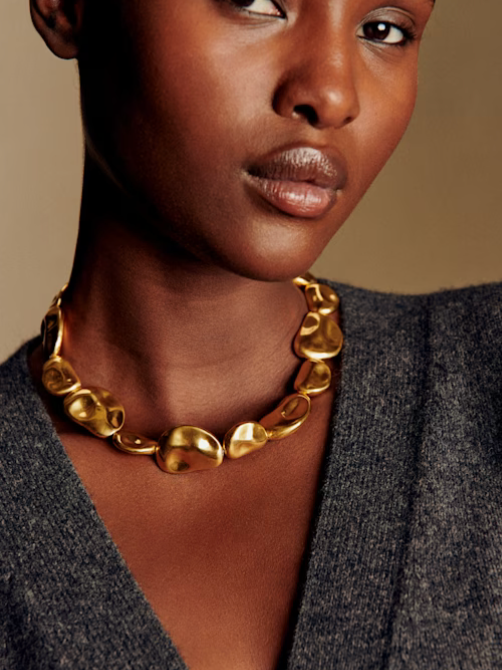 Molten Rocks Beaded Necklace - Gold