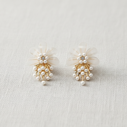Acrylic Flower Pearl Drop Earrings