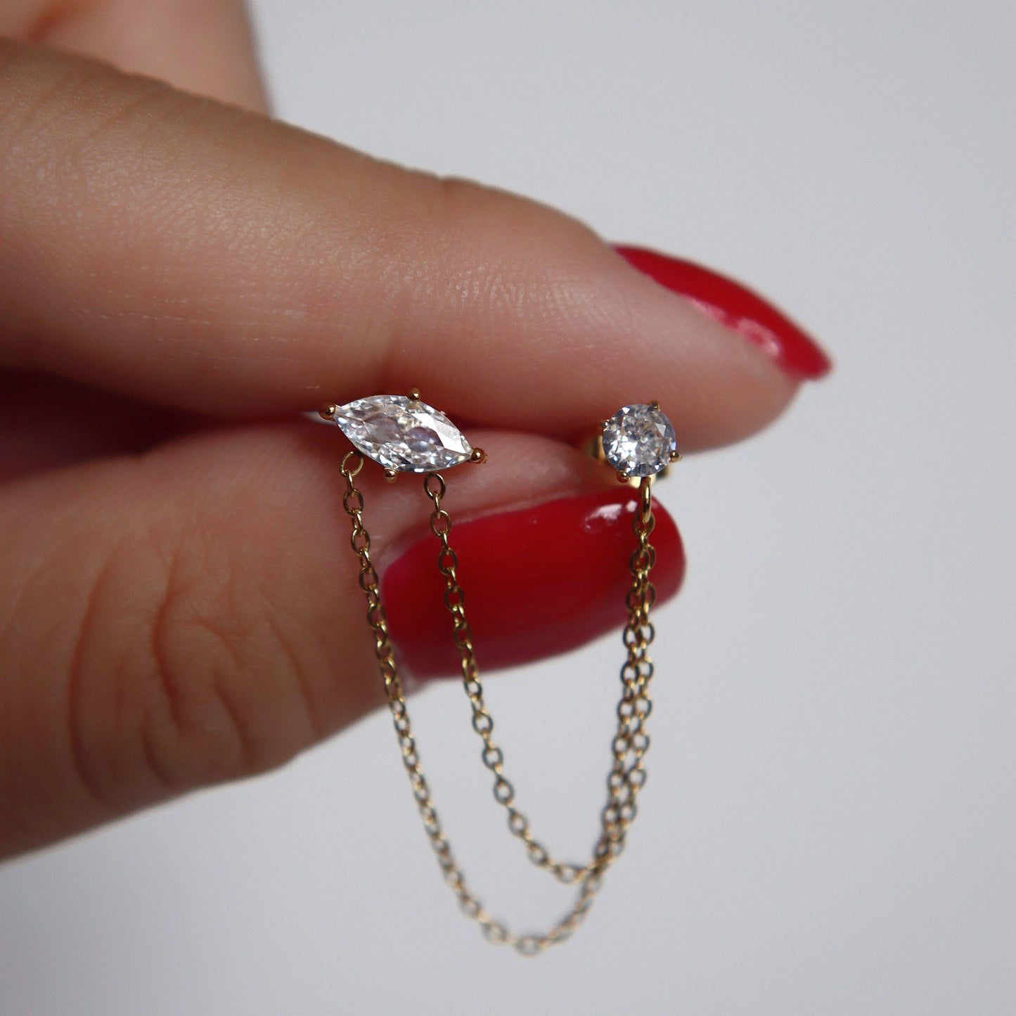 Jessa Ryann Double Chain Studs - Gold