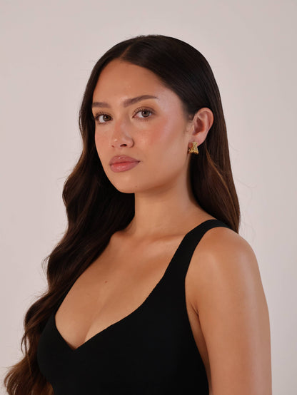 Saint Fatale Daphne Cross Ribbed Earrings - Gold