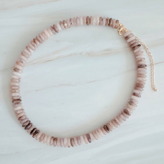 Ellison + Young Natural Stone Beaded Necklace - Blush & Earthy Canyon