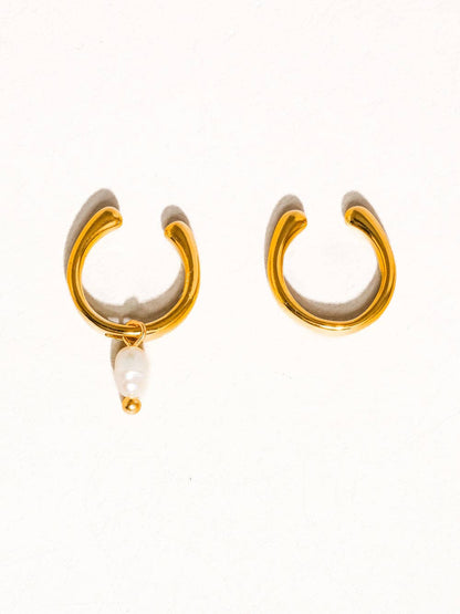 FM Talon Pearl Hoop Ear Cuff - 18K Gold Plated