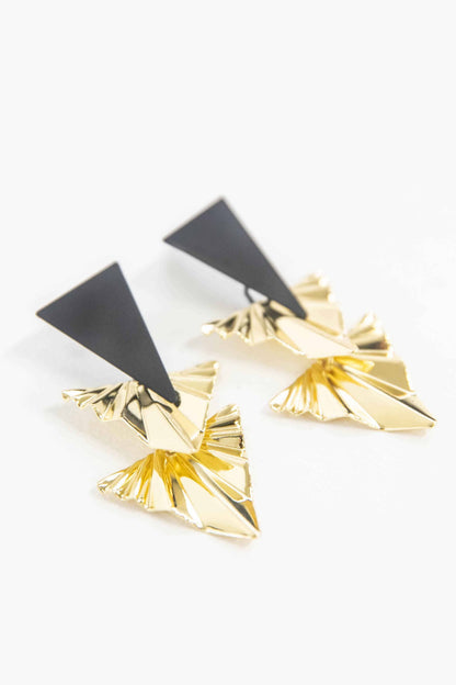 Lovoda Ruffled Gold Drop Earrings