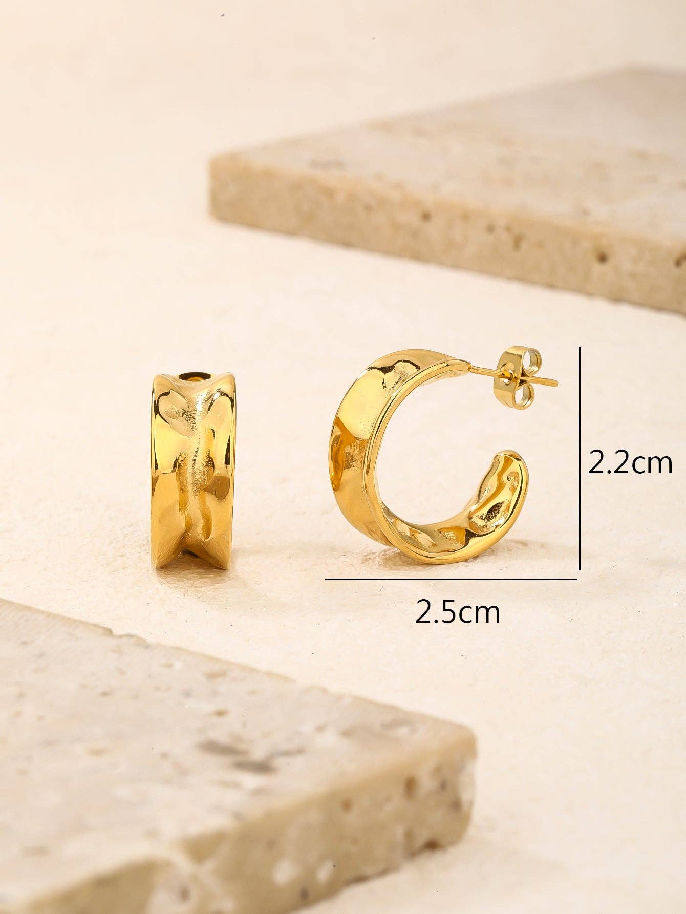 RB Chunky Hoop Earrings - 18K Gold Plated
