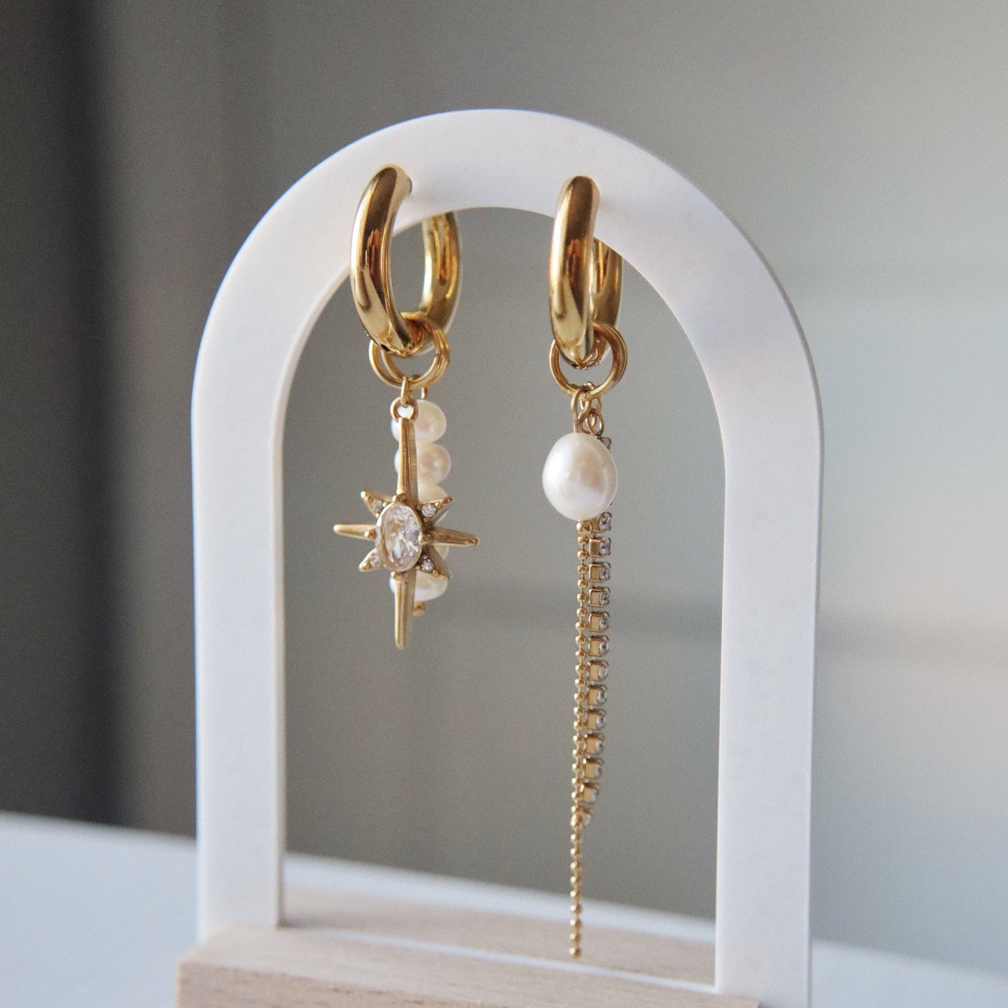 Jessa Lucia Dangle Charm Hoops - Gold