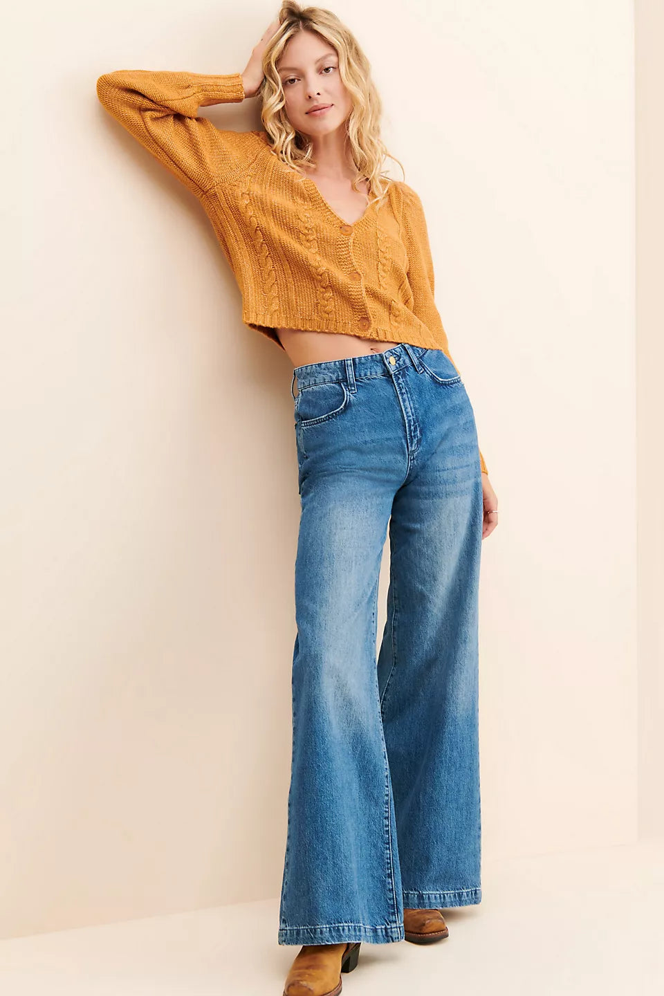 525 America Cableknit Cardigan - Caramel