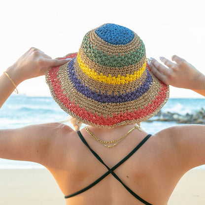 AC Rainbow Woven Straw Bucket Hat