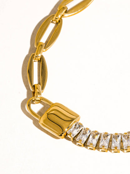 FM Benson Rhinestone Chain Bracelet - 18K Gold Plated