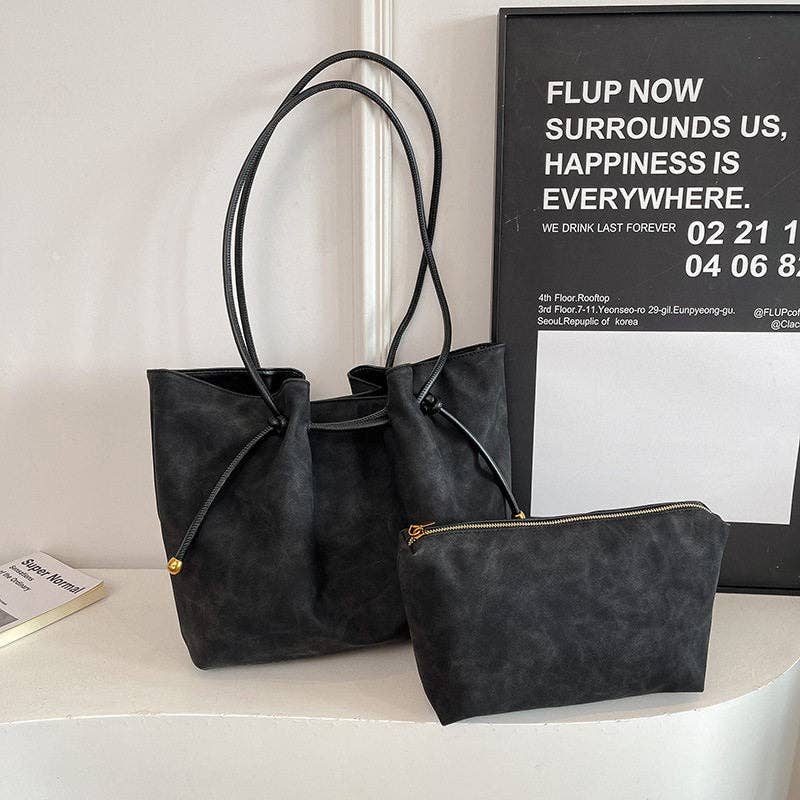 Autumn Winter Vintage Matte Tote Bag Large Capacity Shoulder Bag