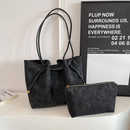 Autumn Winter Vintage Matte Tote Bag Large Capacity Shoulder Bag