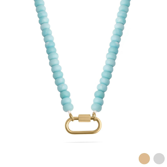 WJW Carabiner Necklace - Turquoise/Gold