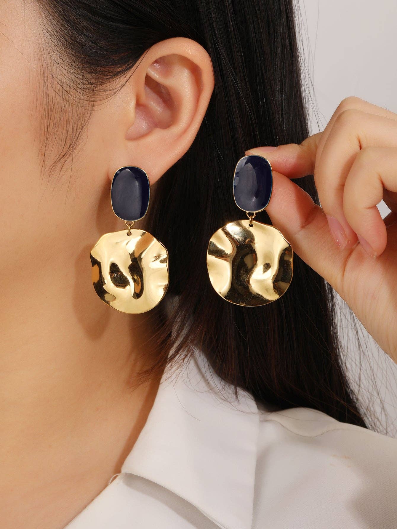 RB Chunky Disc Drop Earrings - Red/18K Gold Plated