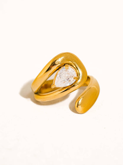 FM Ronnie Wrap CZ Ring - 18K Gold Plated