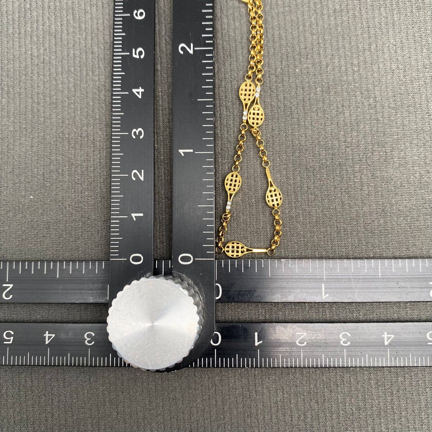 Tennis Racket Linked 18K Golden S.Steel Bracelet - FGS